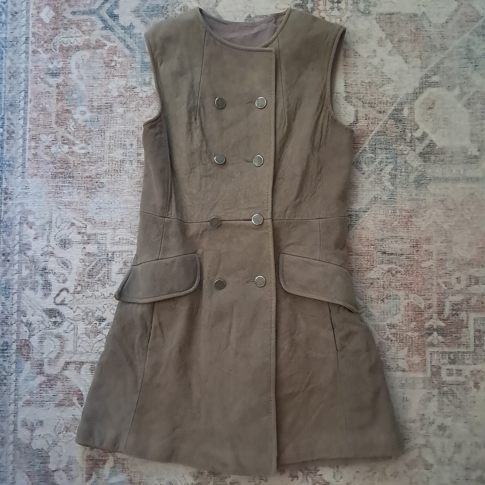 Handmade Suede Mod Button-Up Mini-Dress - Picture 14 of 14